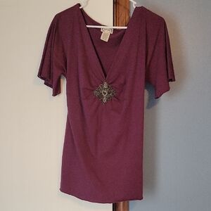 New Era Purple Women's Top with beaded Embellishment Size XL